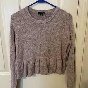 Originality Cropped Pink Ruffled Long Sleeve